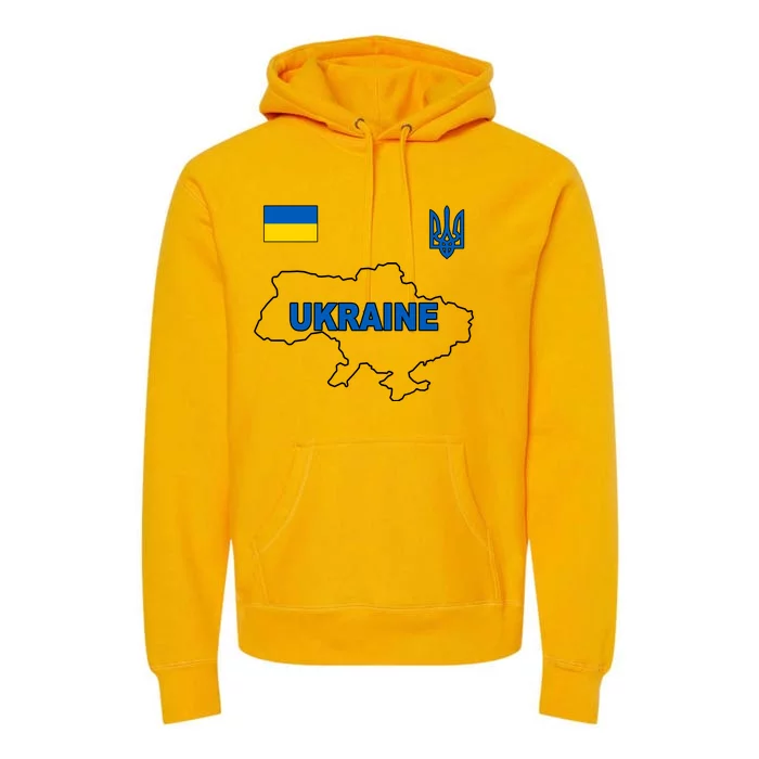 Support Ukraine Country Map Premium Hoodie