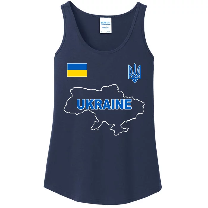 Support Ukraine Country Map Ladies Essential Tank