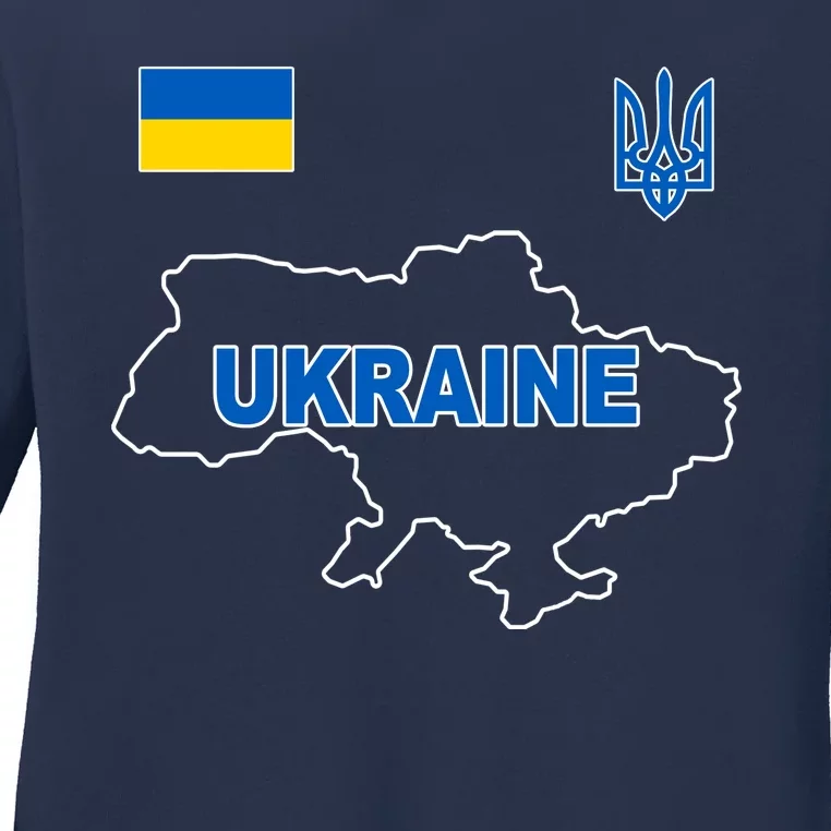 Support Ukraine Country Map Ladies Long Sleeve Shirt