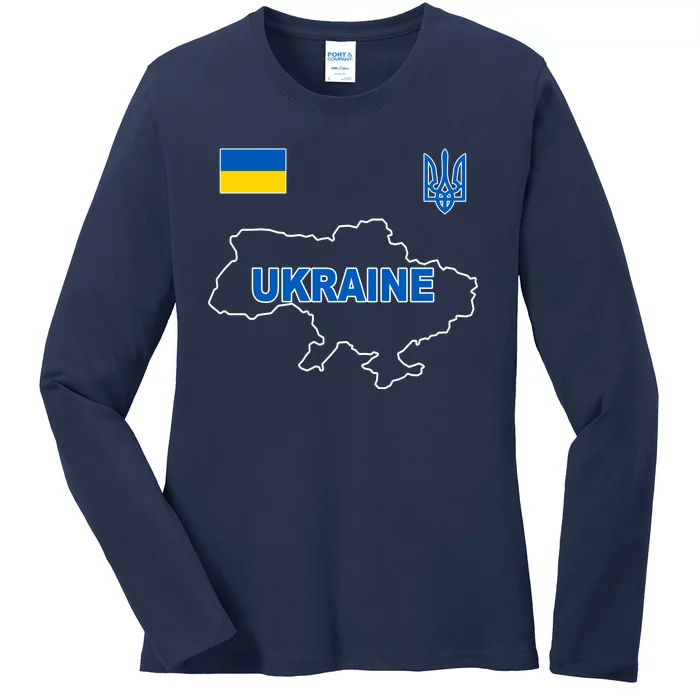 Support Ukraine Country Map Ladies Long Sleeve Shirt