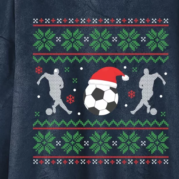 Soccer Ugly Christmas Funny Xmas Soccer Great Gift Hooded Wearable Blanket