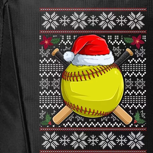 Softball Ugly Christmas Sweater Santa Hat Sport Fan Xmas Funny Gift City Backpack