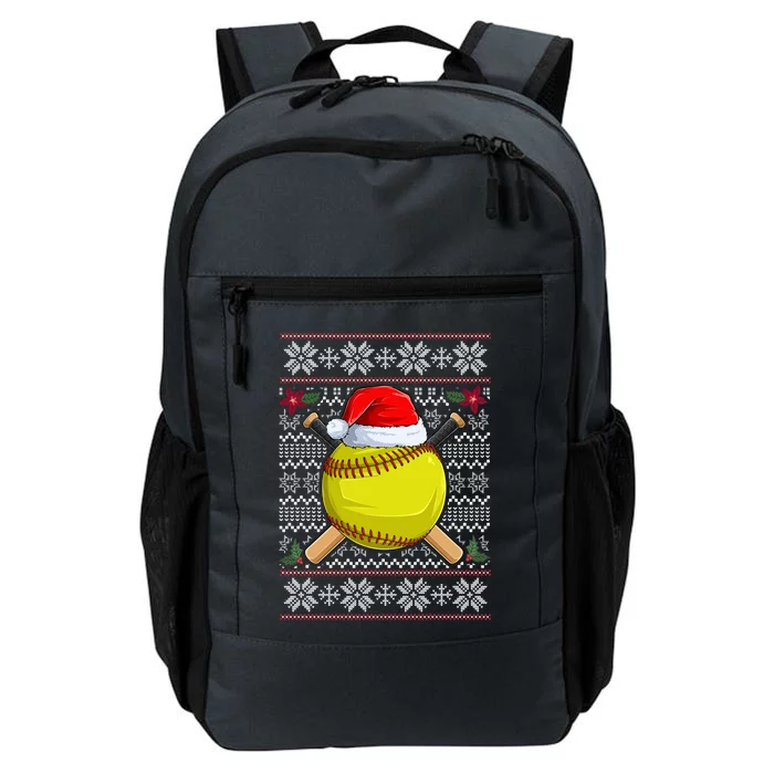 Softball Ugly Christmas Sweater Santa Hat Sport Fan Xmas Funny Gift Daily Commute Backpack