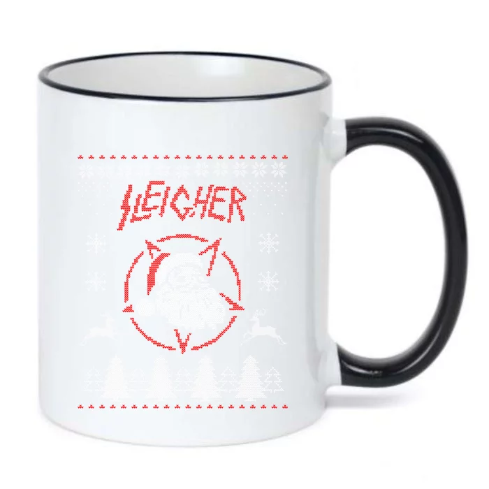 Sleigher Ugly Christmas Graphic Santa Metal Print Gift Black Color Changing Mug