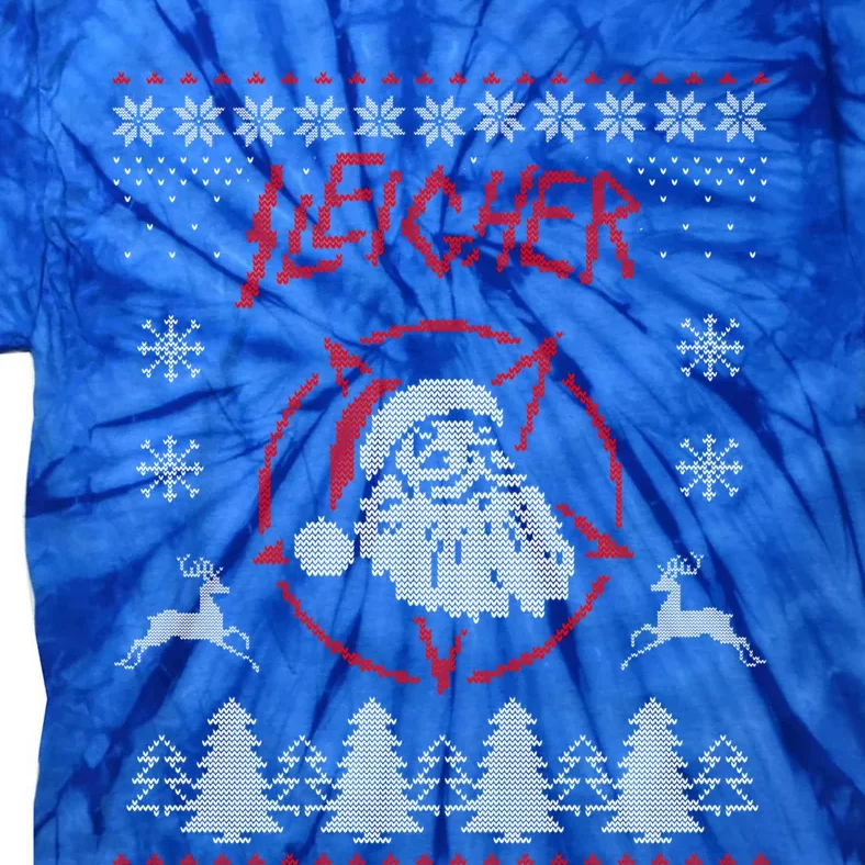 Sleigher Ugly Christmas Graphic Santa Metal Print Gift Tie-Dye T-Shirt