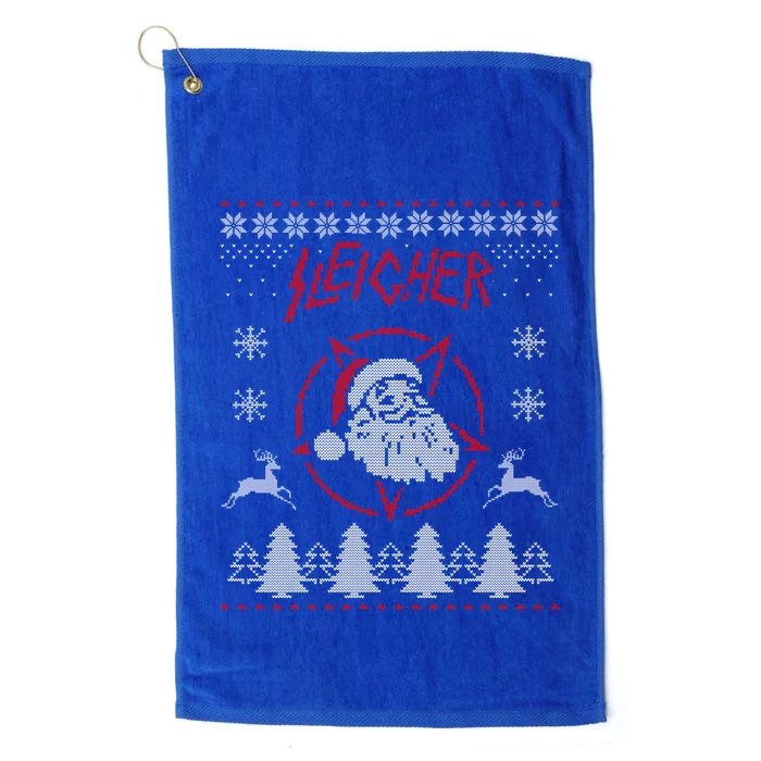 Sleigher Ugly Christmas Graphic Santa Metal Print Gift Platinum Collection Golf Towel