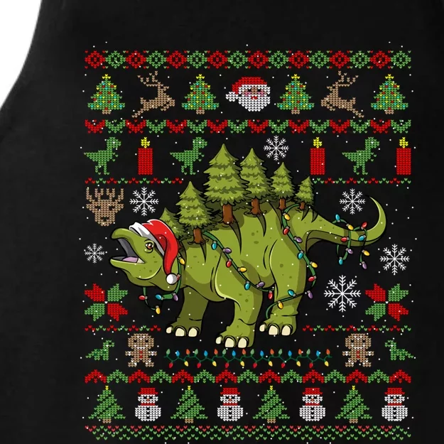 Stegosaurus Ugly Christmas Dinosaur Dino Gift Ladies Tri-Blend Wicking Tank