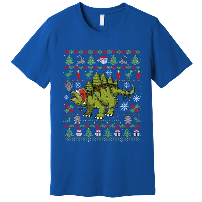 Stegosaurus Ugly Christmas Dinosaur Dino Gift Premium T-Shirt