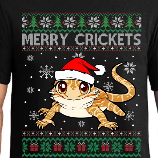 Sweater Ugly Christmas Merry Crickets Bearded Dragon Holiday Gift Pajama Set