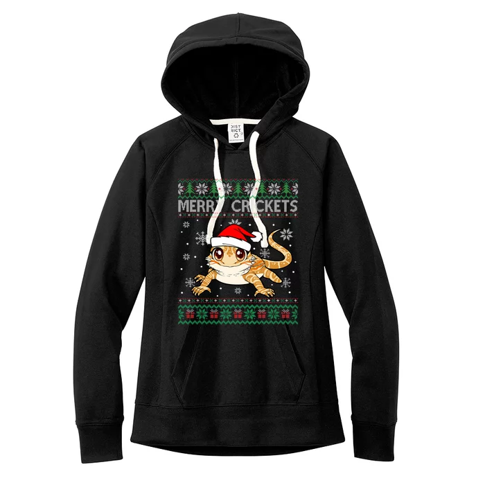 Sweater Ugly Christmas Merry Crickets Bearded Dragon Holiday Gift Women's Fleece Hoodie