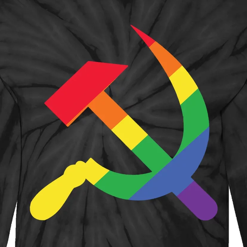 Soviet Union Communist Flag Hammer And Sickle Lgbtq Rainbow Tie-Dye Long Sleeve Shirt