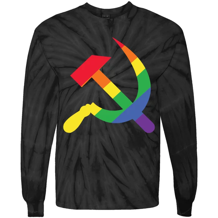 Soviet Union Communist Flag Hammer And Sickle Lgbtq Rainbow Tie-Dye Long Sleeve Shirt