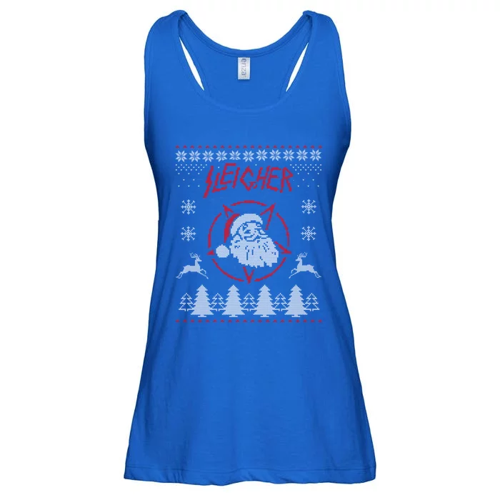 Sleigher Ugly Christmas Graphic Santa Metal Print Gift Ladies Essential Flowy Tank