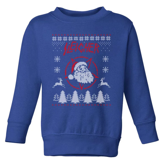 Sleigher Ugly Christmas Graphic Santa Metal Print Gift Toddler Sweatshirt