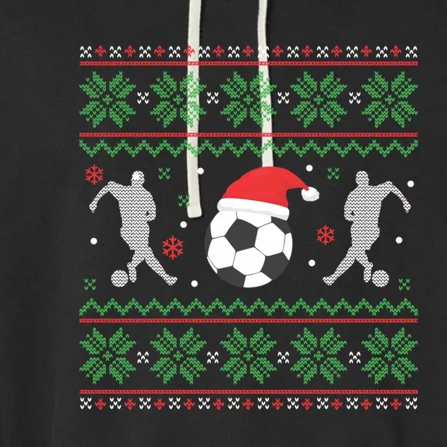 Soccer Ugly Christmas Sweater Funny Xmas Soccer Cute Gift Garment-Dyed Fleece Hoodie