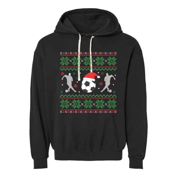 Soccer Ugly Christmas Sweater Funny Xmas Soccer Cute Gift Garment-Dyed Fleece Hoodie