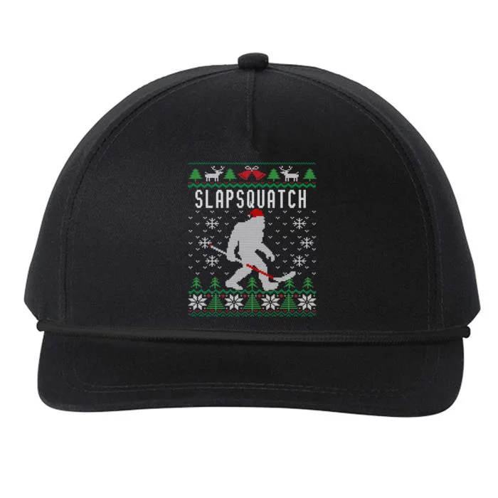 Slapsquatch Ugly Christmas Hockey Sasquatch Bigfoot Great Gift Snapback Five-Panel Rope Hat