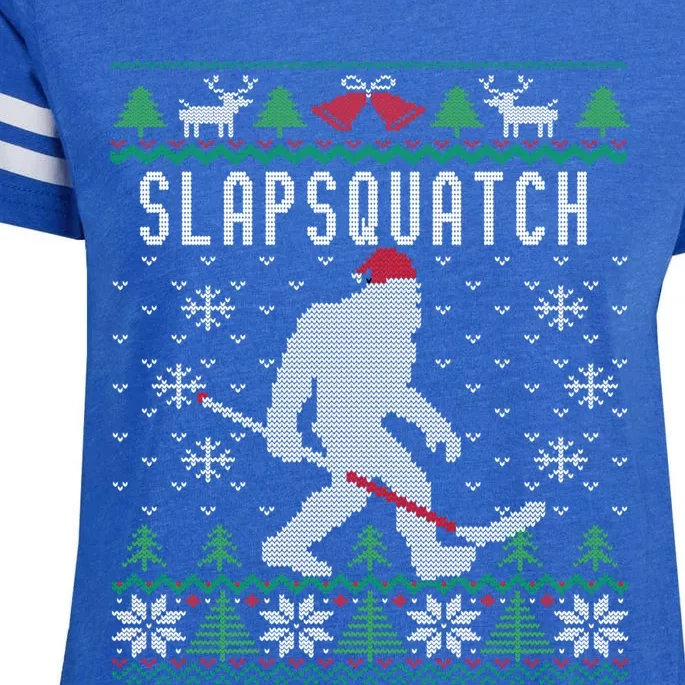 Slapsquatch Ugly Christmas Hockey Sasquatch Bigfoot Great Gift Enza Ladies Jersey Football T-Shirt