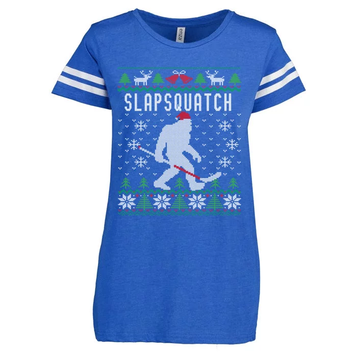 Slapsquatch Ugly Christmas Hockey Sasquatch Bigfoot Great Gift Enza Ladies Jersey Football T-Shirt