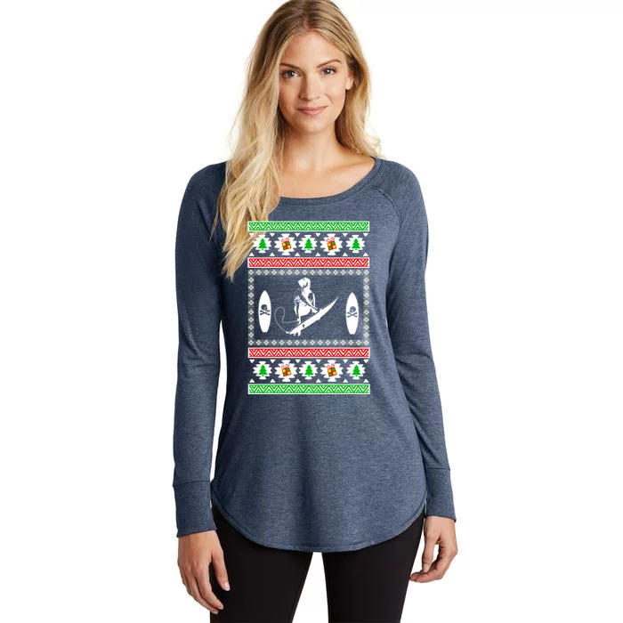 Surfing Ugly Christmas Gift For Mom Or Dad Gift Women's Perfect Tri Tunic Long Sleeve Shirt