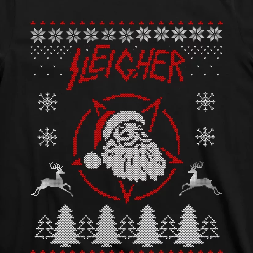 Sleigher Ugly Christmas graphic Santa Metal print T-Shirt