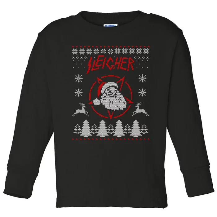 Sleigher Ugly Christmas graphic Santa Metal print Toddler Long Sleeve Shirt