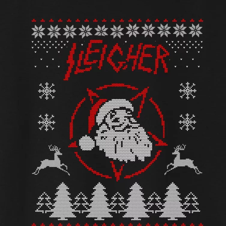 Sleigher Ugly Christmas graphic Santa Metal print Women's Crop Top Tee