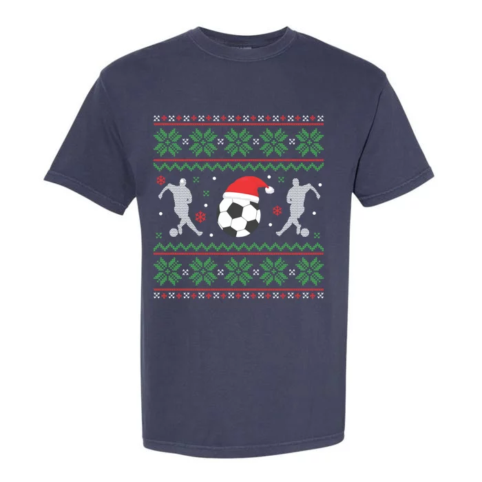 Soccer Ugly Christmas Sweater Funny Xmas Soccer Funny Gift Garment-Dyed Heavyweight T-Shirt