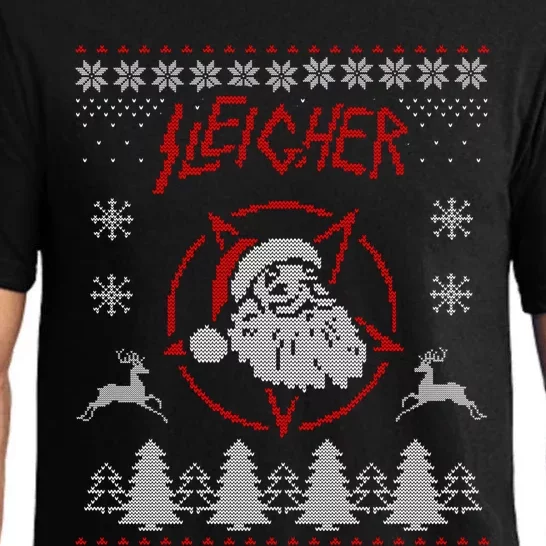 Sleigher Ugly Christmas Graphic Santa Metal Print Gift Pajama Set