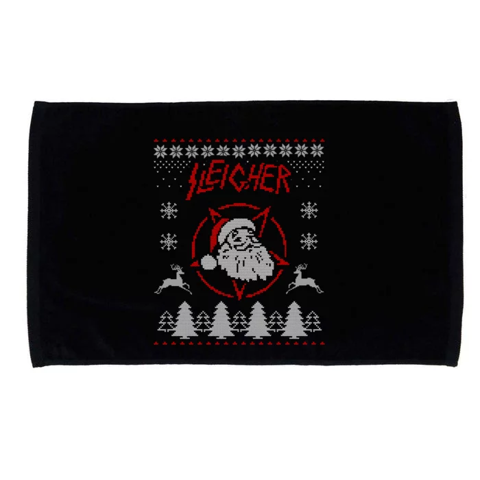 Sleigher Ugly Christmas Graphic Santa Metal Print Gift Microfiber Hand Towel