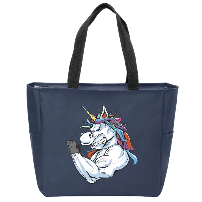 Strong Unicorn Creature Zip Tote Bag