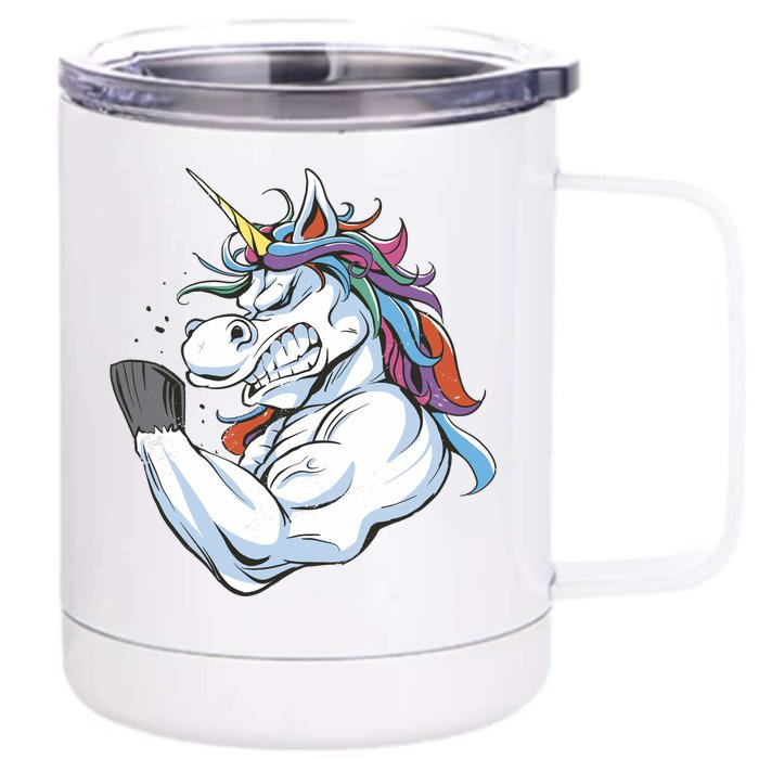 Strong Unicorn Creature Front & Back 12oz Stainless Steel Tumbler Cup