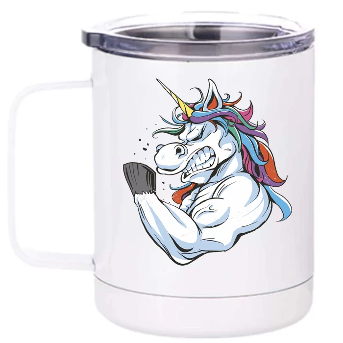 Strong Unicorn Creature Front & Back 12oz Stainless Steel Tumbler Cup