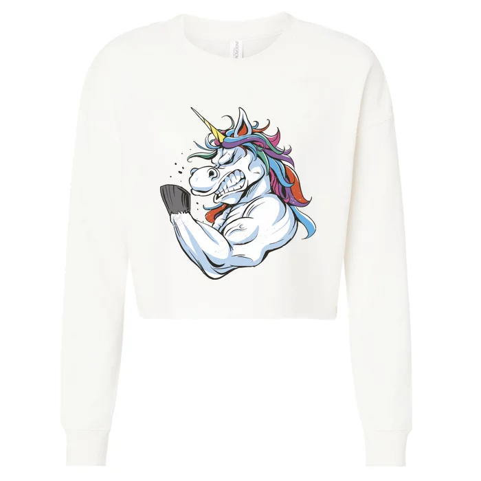 Strong Unicorn Creature Cropped Pullover Crew