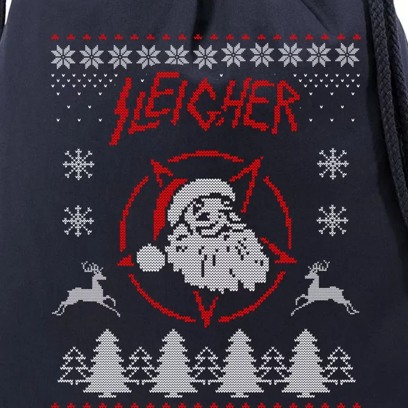 Sleigher Ugly Christmas graphic Santa Metal print Drawstring Bag