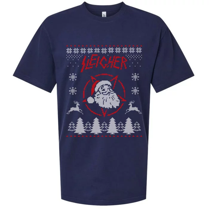 Sleigher Ugly Christmas graphic Santa Metal print Sueded Cloud Jersey T-Shirt