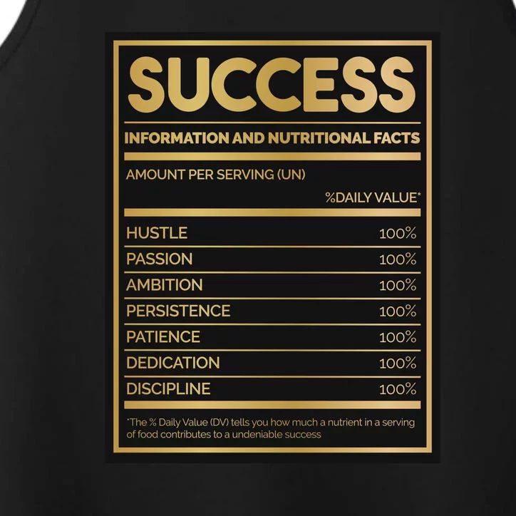 Success Nutritional Facts Performance Tank