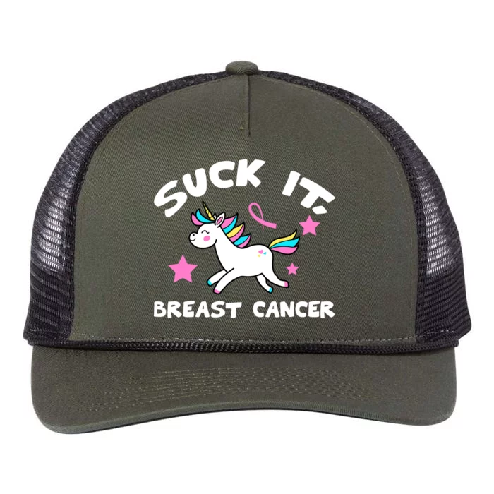 Suck It Breast Cancer unicorn Retro Rope Trucker Hat Cap