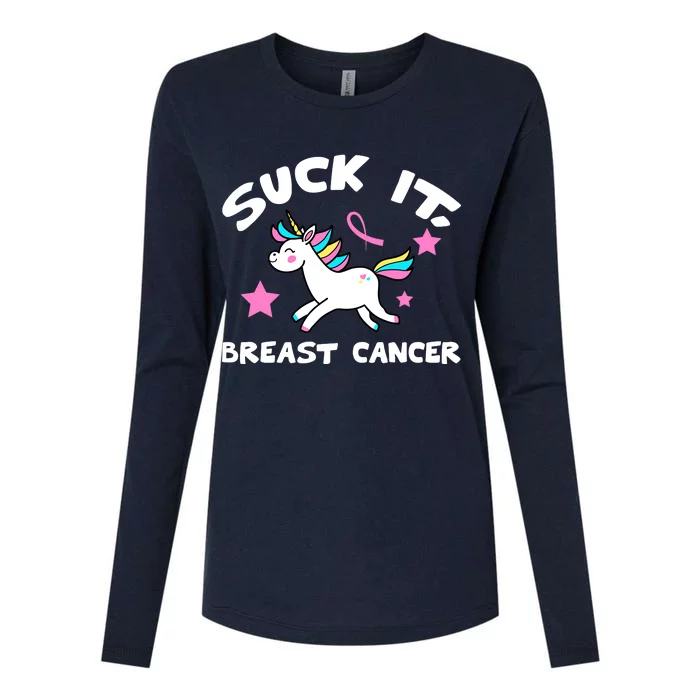 Suck It Breast Cancer unicorn Womens Cotton Relaxed Long Sleeve T-Shirt