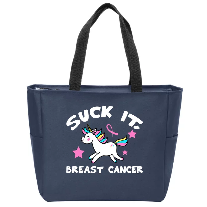 Suck It Breast Cancer unicorn Zip Tote Bag