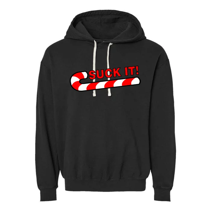 Suck It Candy Cane Garment-Dyed Fleece Hoodie