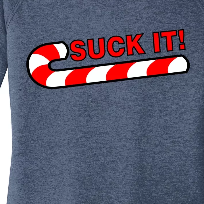 Suck It Candy Cane Women's Perfect Tri Tunic Long Sleeve Shirt