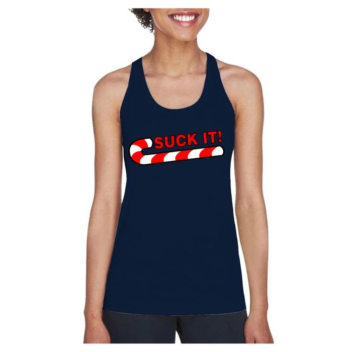 Suck It Candy Cane Women's Racerback Tank