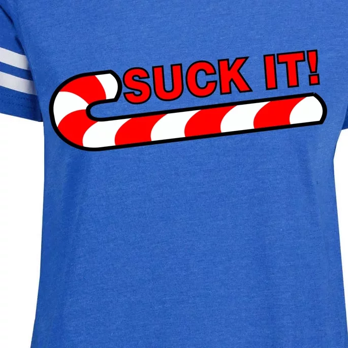 Suck It Candy Cane Enza Ladies Jersey Football T-Shirt