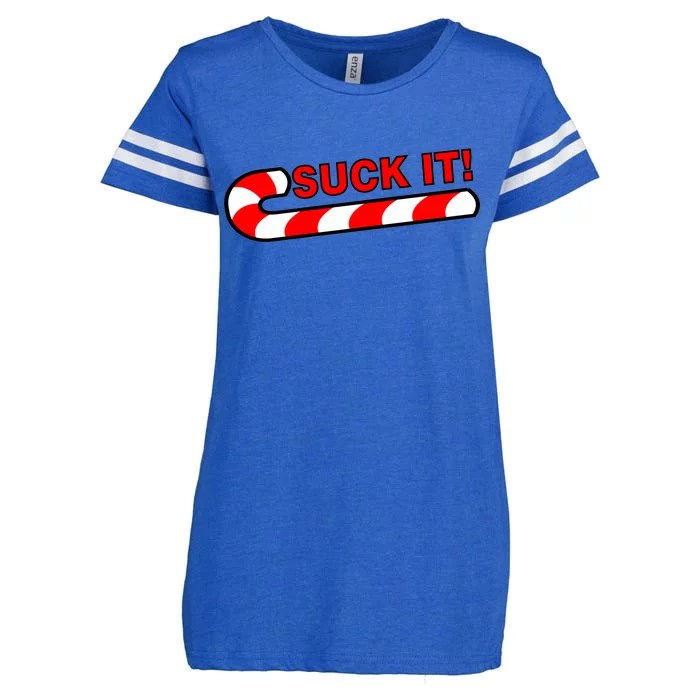 Suck It Candy Cane Enza Ladies Jersey Football T-Shirt