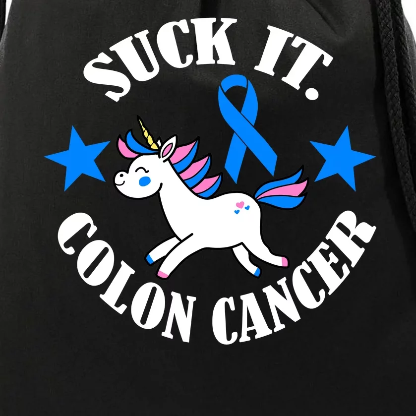 Suck It Colon Cancer Drawstring Bag