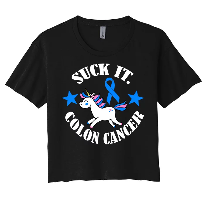 Suck It Colon Cancer Women's Crop Top Tee