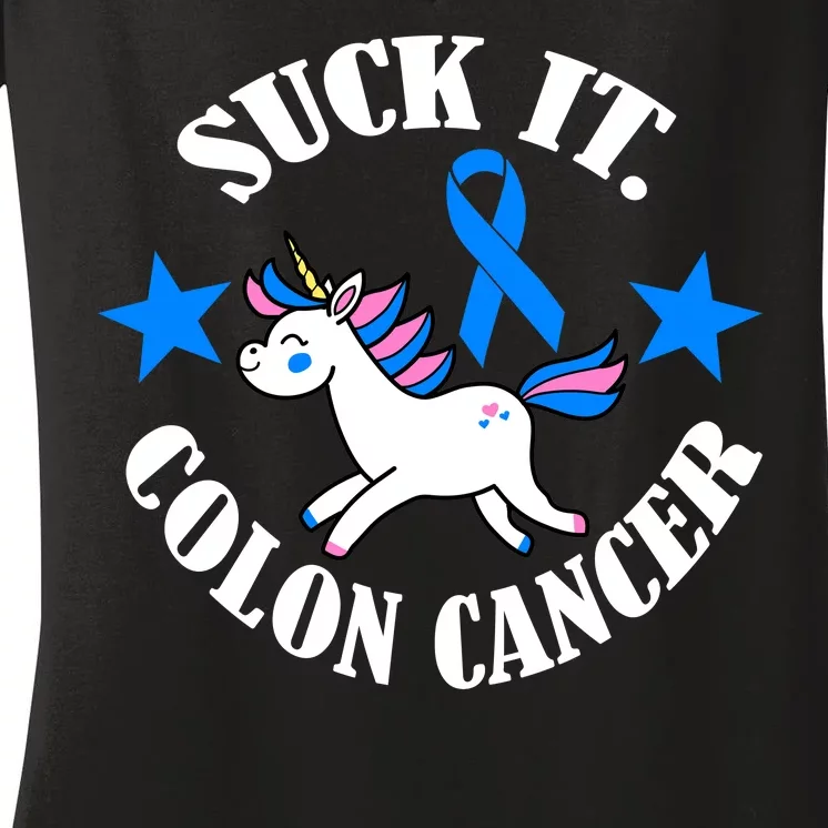 Suck It Colon Cancer Women's V-Neck T-Shirt