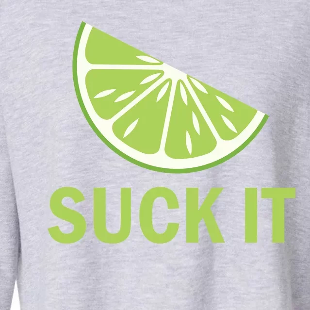 Suck It Funny Tequila Shot Cropped Pullover Crew