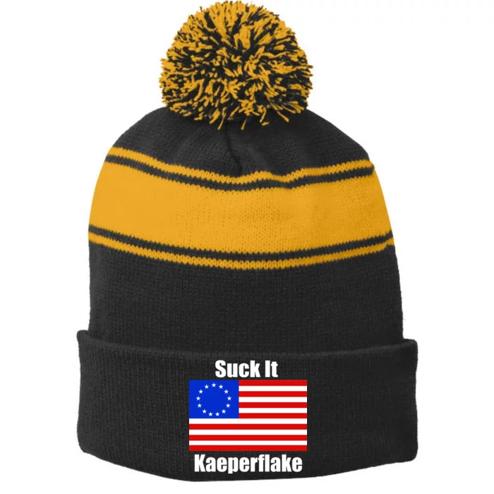 Suck It Kaeperflake Betsy Ross Flag Stripe Pom Pom Beanie